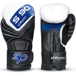 Боксерські рукавички Starpro 12oz для сильних ударів, чоловічі та жіночі, біло-чорні, для тренувань та спорту