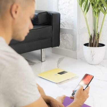 Ваги для ванні кімнати Cecotec Digitale 10400 Smart Healthy Vision Yellow з APP, Bioimpedanzmessung, вимірювання серцевого ритму, максимальне навантаження 180 кг