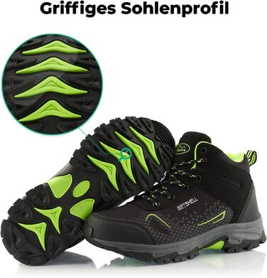 Черевики для піших прогулянок для жінок та чоловіків, зимові, водонепроникні, чорно-зелені (37 EU)