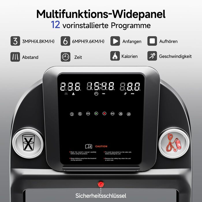 Біговий тренажер YPOO для дому, складаний з нахилом 8%, тихий до 13 км/год з великою поверхнею для бігу, 2.5 HP з LED-дисплеєм та APP, максимальне навантаження 140 кг