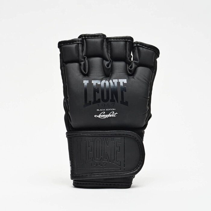 MMA рукавички Leone 1947 Black Edition з захистом великого пальця, вентиляцією, для греплінгу та фріфайту, розмір L, чорні