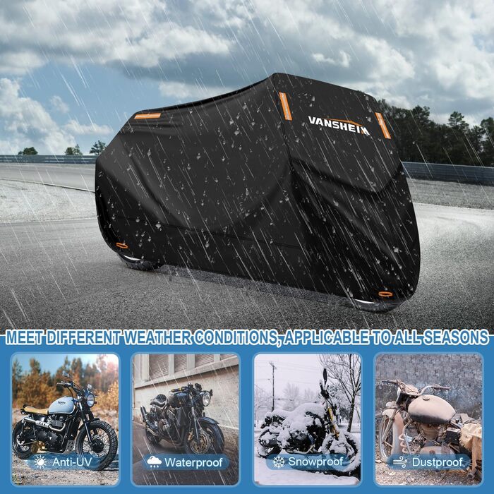 Водонепроникний чохол для мотоцикла VANSHEIM 220x105x125 см, 420D Oxford, зимовий, для скутера/моторолера