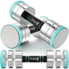 Набір гантелей Dripex з регулюванням ваги, стальні короткі гантелі 2 х 7,5 кг із пінною ручкою для фітнесу вдома