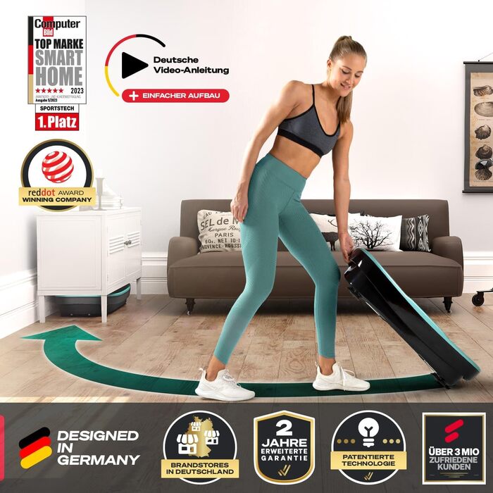 Вібраційна платформа Sportstech VP250, німецька якість, вигнутий дизайн, 180 рівнів, 8 програм, спалювання жиру та зміцнення м'язів, Bluetooth