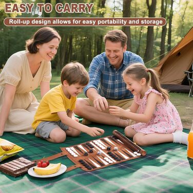 Набір для гри в нарди SGIOO з натуральної шкіри, мікрофібри, з шахами, кубиками та ігровим полем для подорожей, кемпінгу та відпочинку (35.5 * 26 см)