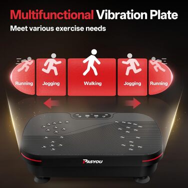 PASYOU Вібраційна платформа для тренувань всього тіла з пультом дистанційного керування та еластичним гумкою, 0-99 інтенсивність