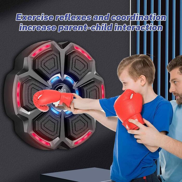 Музична боксерська машина Eznaobo з LED-підсвіткою та Bluetooth, 9 режимів, USB-зарядка, для дітей та дорослих