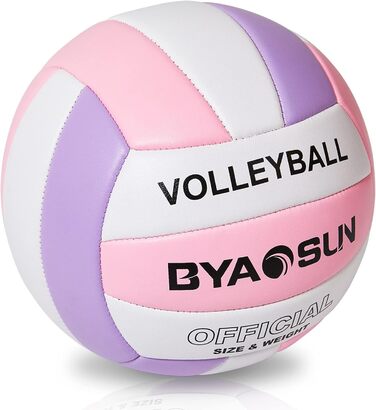 Волейбольний м'яч BYAOSUN, розмір 5, для залу, вулиці, пляжу. Підходить для тренувань, початківців, підлітків та дорослих. Рожевий/фіолетовий колір