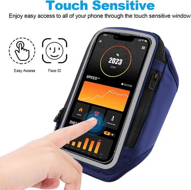 Спортивний браслет для телефону з кишенею для навушників, чохол для телефону для бігу 6.9 дюймів, тримач для iPhone 17 16 15, спортивний браслет, знімний тримач для телефону, для бігу (блакитний)