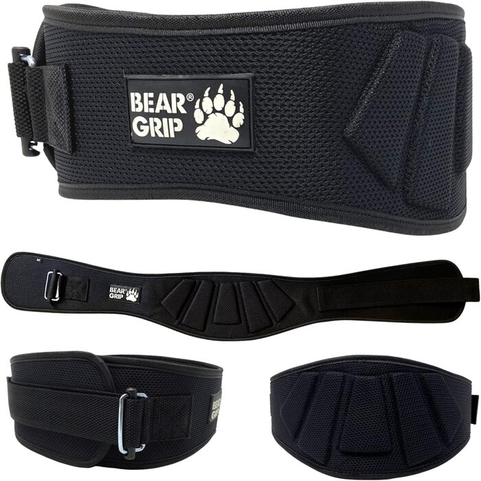 Пояс для важкої атлетики BEAR GRIP, неопреновий, вигнутий, з підтримкою спини та попереку, для фітнесу та бодібілдингу, чорний, XL