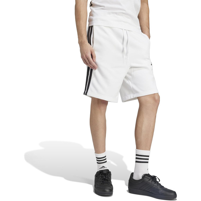 Чоловічі повсякденні шорти adidas Essentias French Terry 3-Stripes, білі з чорними смугами, розмір XL