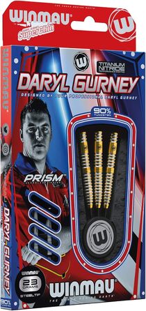 Дротики WINMAU Daryl Gurney 23 г, вольфрамові, сталевий наконечник, комплект з оперенням і держателями, професійні