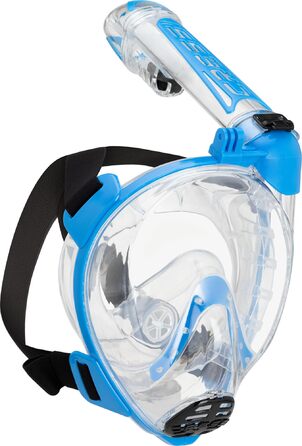 CRESSI Duke Action Full Face - Повнолицева маска для снорклінгу, захист від CO2, тримач для екшн-камери, силікон, S/M (Клар/Синій)