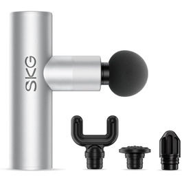 Масажний пістолет SKG F3 Lite Mini, 4 режими, 4 насадки, 3200 об/хв, USB-C, сріблястий