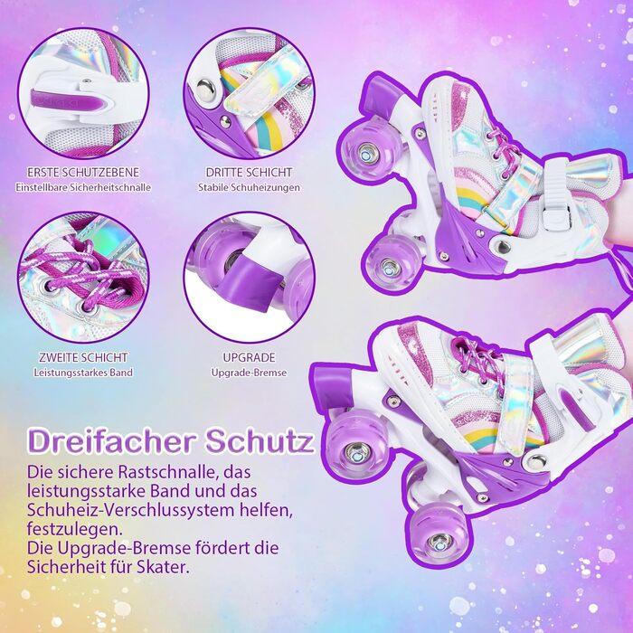 Дитячі ролики Kinder для дівчаток та хлопчиків, регульовані, з підсвічуванням, для початківців, розмір 28-36