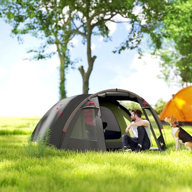 Намет Outsunny Tunnel для 4 осіб: водонепроникний, UV 50+, з ґрунтовою плівкою для кемпінгу, подорожей та саду