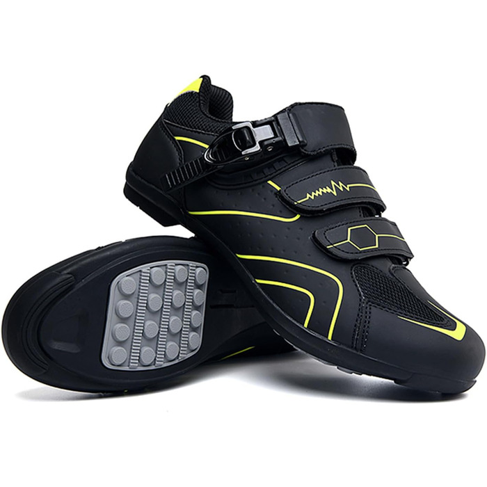 Велосипедні черевики для чоловіків та жінок, для шосе та гірського велосипеда з гумовою підошвою, дихаючі кросівки, нековзкі велосипедні черевики, MTB черевики 42 EU, жовті