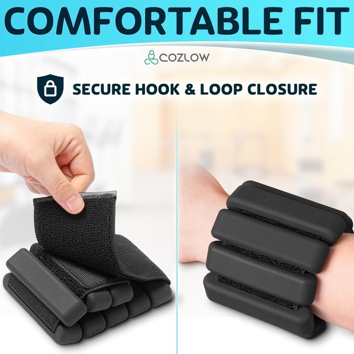 Гантелі для зап'ястя та кистей Cozlow (Чорні, набір 2 шт, 0.45 кг кожна)