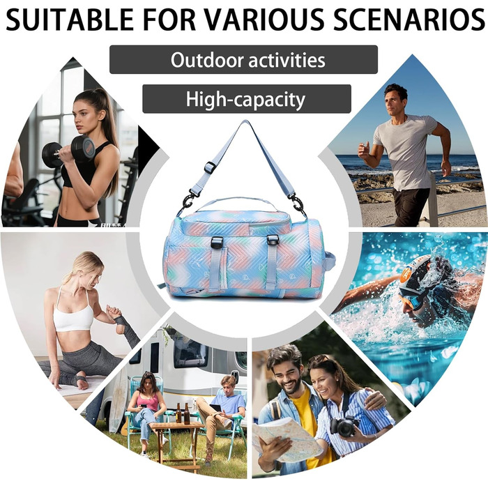 Спортивна сумка AUNGKWANG для дівчаток, водонепроникна, з відділенням для взуття та мокрих речей (Рожева/Блакитна)