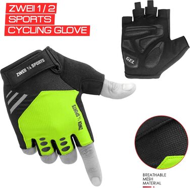 Велосипедні рукавички для чоловіків та жінок, напівпальцеві, дихаючі, літні, для їзди, фітнесу, з гелевою підкладкою, антиковзаючі, для MTB, тренувань, зелені, M