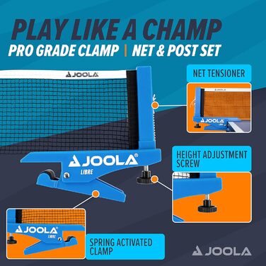 JOOLA сітка для настільного тенісу LIBRE OUTDOOR, для вуличного тенісного столу, затискач, регулювання висоти, для аматорів