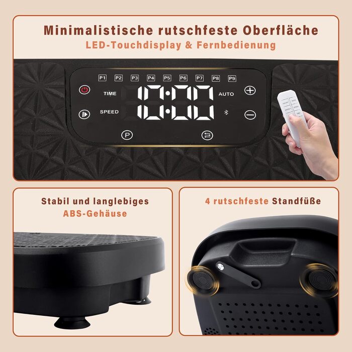 Вібраційна платформа Worldgeil для дому - 199 рівнів вібрації, 9 програм, вбудований динамік, для схуднення та тренувань всього тіла, до 150 кг