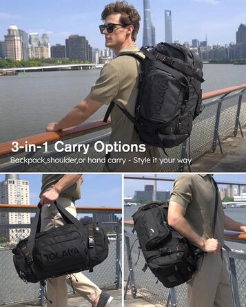 Спортивна сумка-рюкзак Tolaccea 40L з відділеннями для взуття, мокрого одягу та ноутбука 15.6