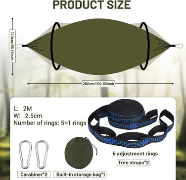 Гамак Ultraleicht Outdoor з москітною сіткою, для кемпінгу та подорожей, 300 кг, дихаючий, швидковисихаючий