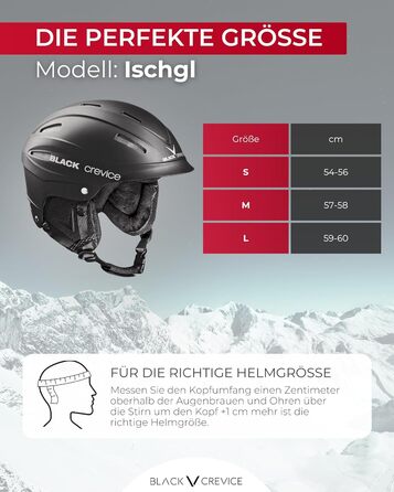 Шолом для сноуборду BLACK CREVICE Ichgl: дихаючий, регульований, для чоловіків та жінок. Розміри: L (59-60 см), чорний та білий.