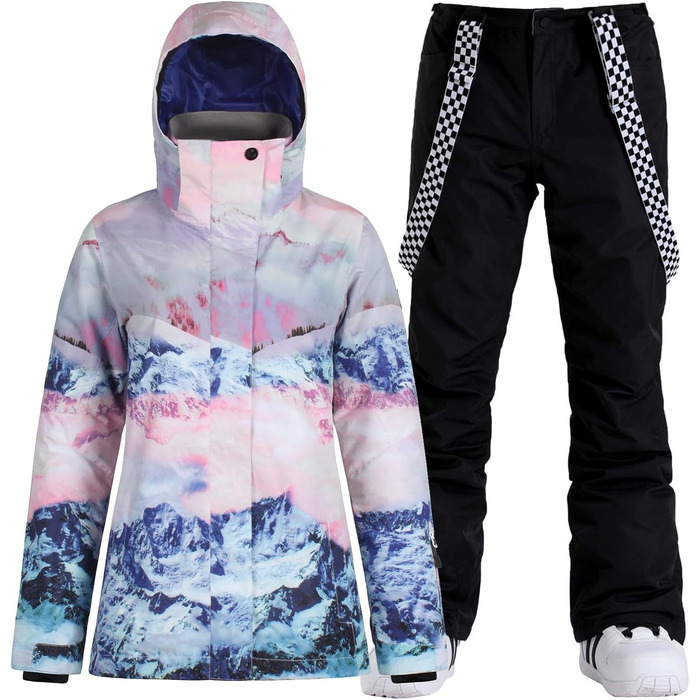 Жіночий гірськолижний костюм GSOU SNOW (2 частини) - куртка та штани, водонепроникний, вітронепроникний, дихаючий, з утепленням, XL