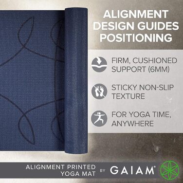 Килимок для йоги Gaiam Premium 6mm з принтом - товстий, нековзний для йоги, пілатесу та фітнесу