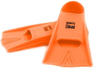 Короткі силіконові ласти для плавання BornToSwim 44-46, помаранчеві, тренувальні