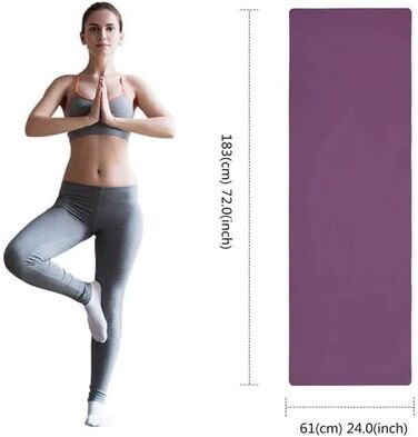 Килимок для йоги та фітнесу Narwhal, протиковзкий еко-мат з TPE для пілатесу та тренувань з ременем для перенесення, 183 x 61 x 0.6 см, лілово-рожевий
