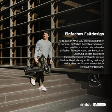 Електросамокат Segway-Ninebot MAX G2 D для доріг, для дорослих, макс. швидкість 20 км/год, запас ходу 70 км, сірий, модель 2023 року, з офіційним допуском