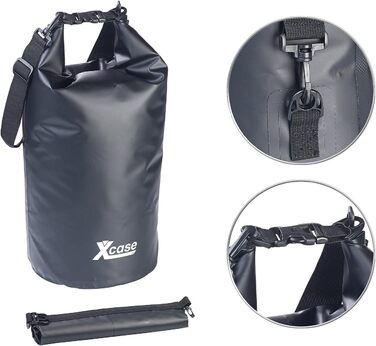 Водонепроникний Packsack Xcase: міцний мішок для спорядження, 20л, чорний. Ідеально для водного спорту, подорожей та зберігання.