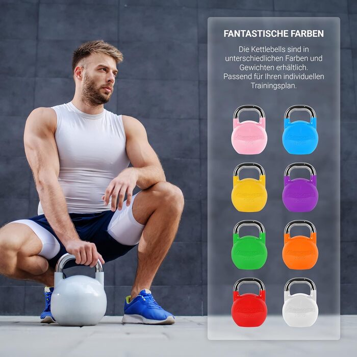 Професійна змагальна гиря Kettlebell 32 кг червона, преміум якість, для фітнесу та тренажерного залу, з навчальним постером, 4-36 кг