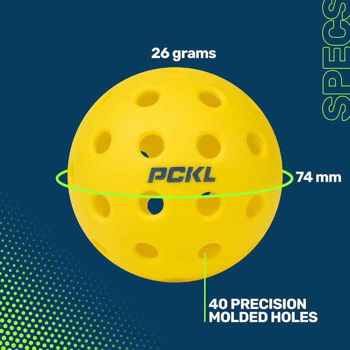 PCKL Optic Speed Піклбол м'ячі для гри всередині та на вулиці, жовті, відповідають стандартам USAPA