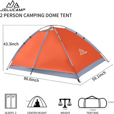 Купол-намет JELUCAMP для кемпінгу на 1/2/4/5/6 осіб, легкий, водонепроникний, для туризму та відпочинку на природі, оранжевий/червоний (Sunset Chevron)