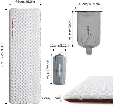 Каремат Naturehike Thermal 5.8 R-value для кемпінгу самонадувний, ультралегкий, всесезонний (жіночий, L)