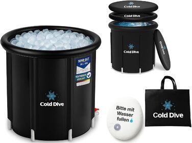 Ейстон 300L – Складана діжка для крижаних ванн для дому та відпочинку – Портативна діжка для відновлення – Кругле чавурне бак з Оксфорду та ПВХ – Діжка для крижаного занурення для спортсменів