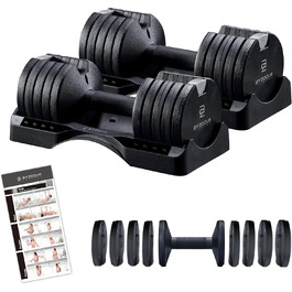 Регульовані гантелі BYZOOM FITNESS 2x5 кг, компактні для дому, 5-в-1, для силових і функціональних тренувань, для початківців
