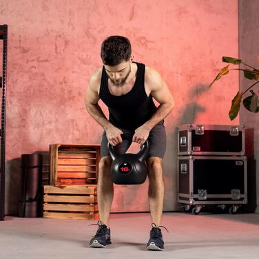 Кетлбел Hop-Sport 16 кг, пластиковий, для домашніх тренувань, ергономічні ручки | Hop-Sport