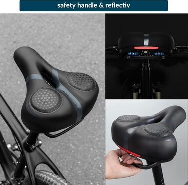 Велосипедний сідло ROCKBROS для жінок та чоловіків з Memory Foam, комфортне та зняття тиску, для MTB, City та Trekking велосипедів (Чорний)