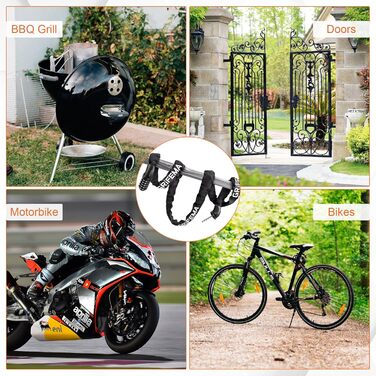 Замок для велосипеда GRIFEMA, висока безпека, проти крадіжки, ланцюговий, 7 мм x 1200 мм, чорний (з паролем)