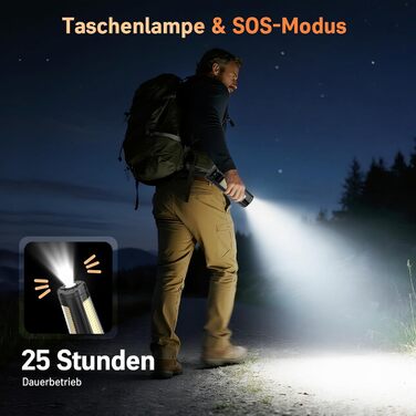 Портативна LED кемпінгова лампа на акумуляторі 15000mAh з телескопічним штативом, 5500LM, IP65, вологостійка, для кемпінгу, подорожей, будівництва та надзвичайних ситуацій (чорна)