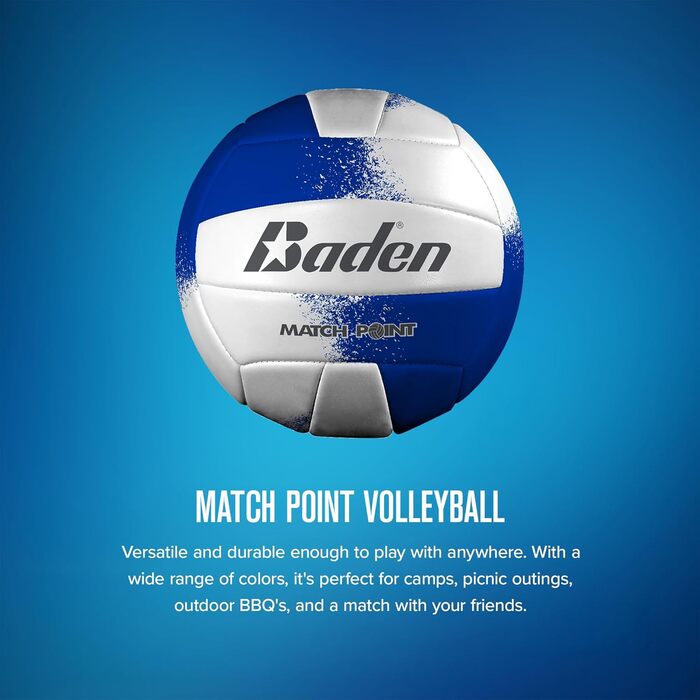 Волейбольний м'яч Baden Match Point для вулиці та відпочинку (розмір 5) - Royal Blue/Weiß