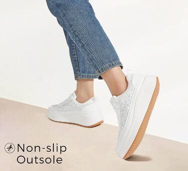 Кросівки жіночі Lucky Step на платформі з камінням, білі - стильні кежуал для прогулянок