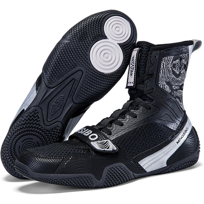 Чоловічі боксерські черевики BLBK для боротьби, кікбоксингу, муай-тай, спарингу та тренувань. Дихаючі боксерські черевики для чоловіків та юнаків. Білий золотий колір (38 EU, чорний/срібний)