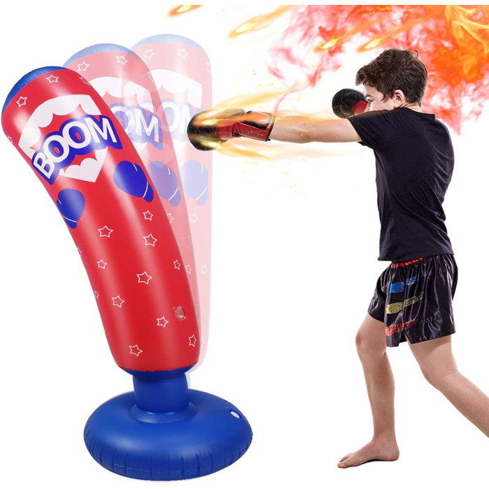 Дитячий боксерський мішок на підставці, 125 см, червоний. Мішок для кікбоксингу, боксерський манекен, іграшки для активного відпочинку, спортивні подарунки для хлопчиків