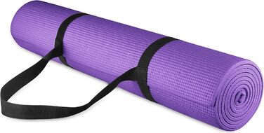 Йога-мат BalanceFrom GoYoga універсальний, високої щільності, нековзкий, з ременем для перенесення, 1/4'', фіолетовий